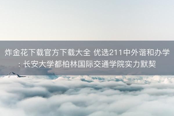 炸金花下载官方下载大全 优选211中外谐和办学: 长安大学都柏林国际交通学院实力默契