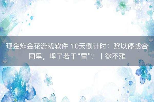 现金炸金花游戏软件 10天倒计时:黎以停战合同里,埋了若干“雷”?丨微不雅